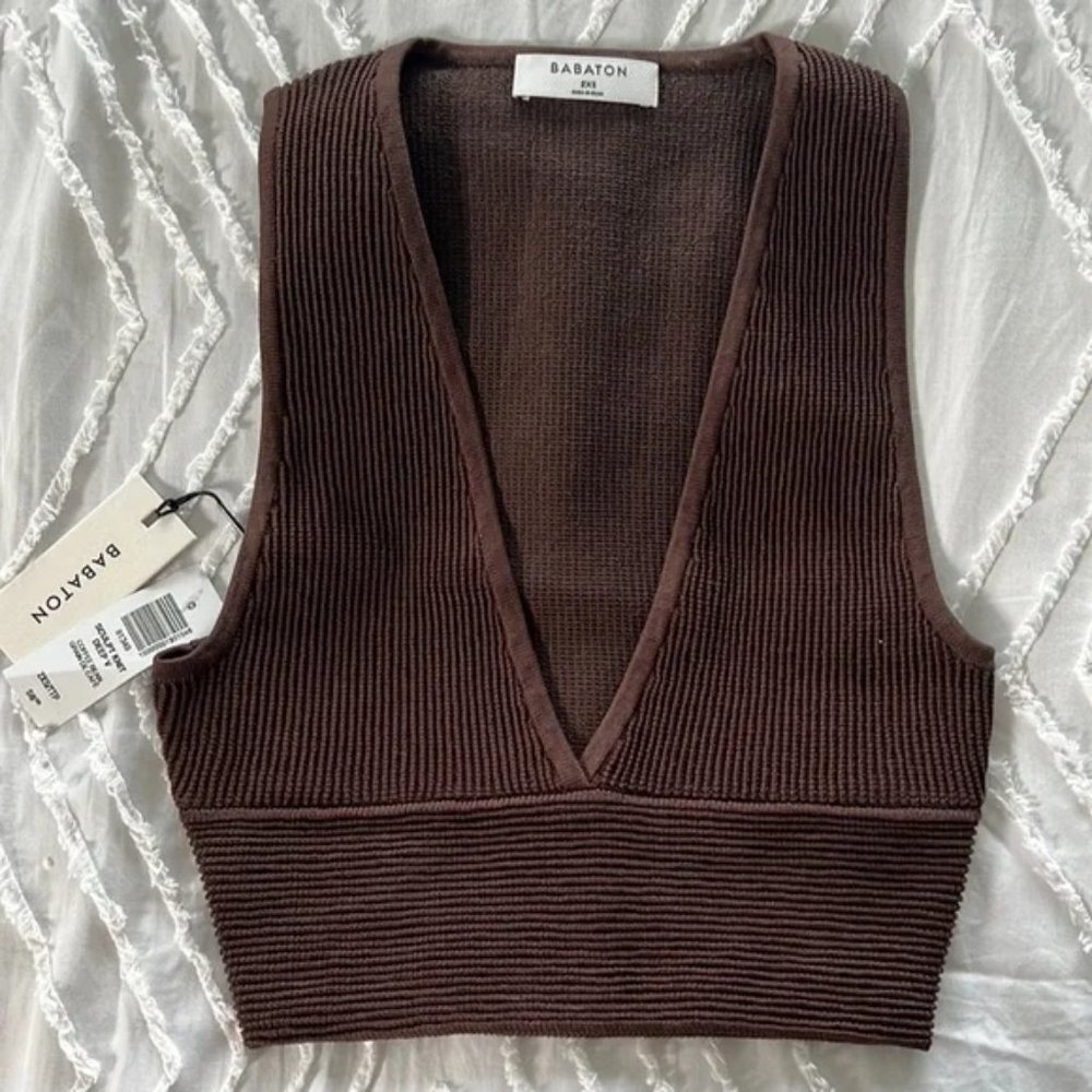 Aritzia Babaton Sculpt Knit Deep V 2XS